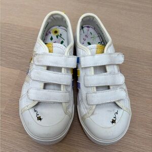 Adidas White & Flower Velcro Sneakers, Size 13K